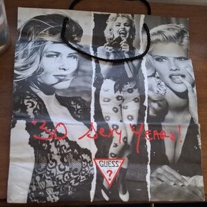 Guess Monochrome Graphic Tote with Red Accents